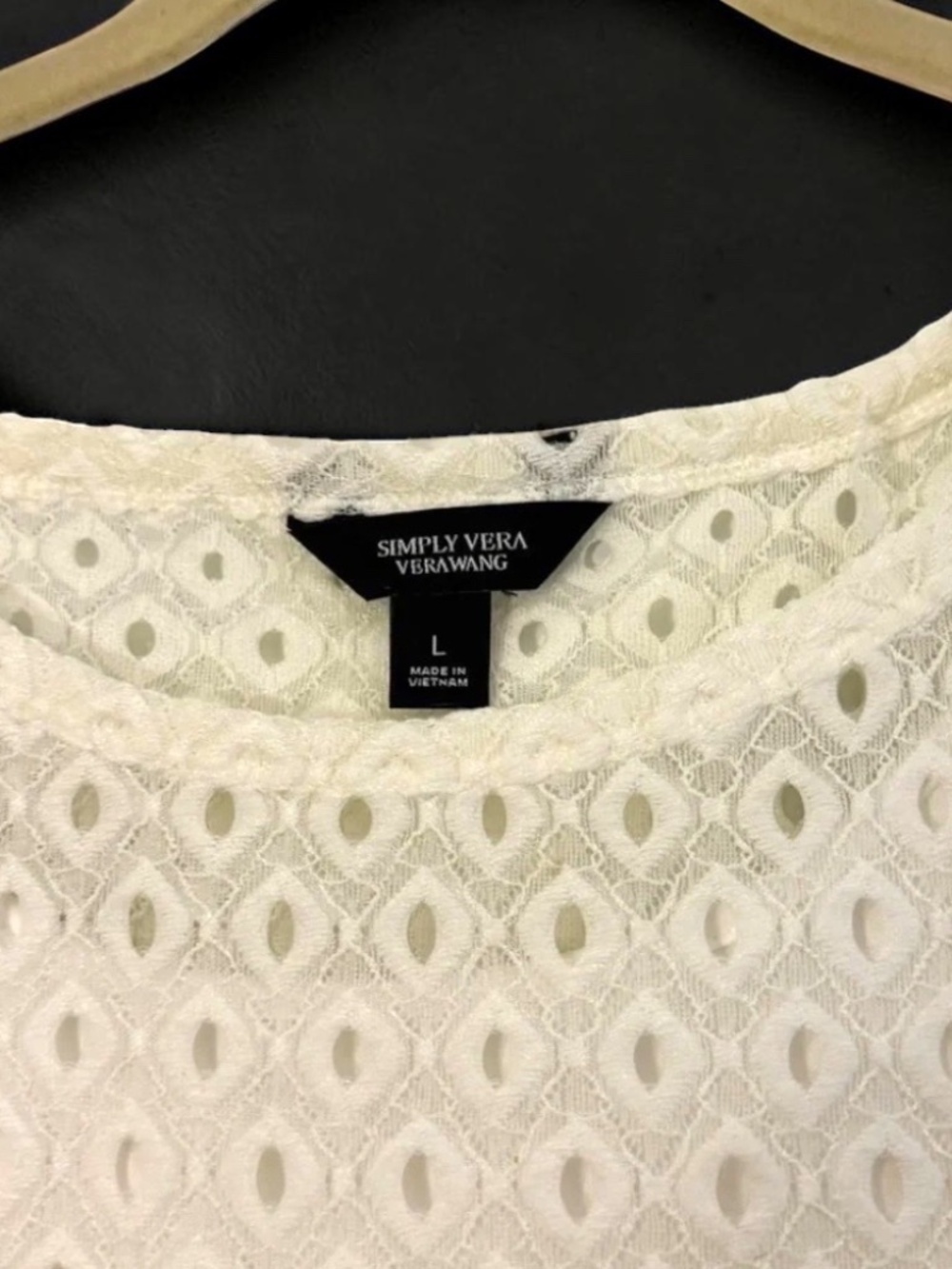 Simply Vera Vera Wang White Eyelet Layered Sleeveless Top L - Picture 2 of 16